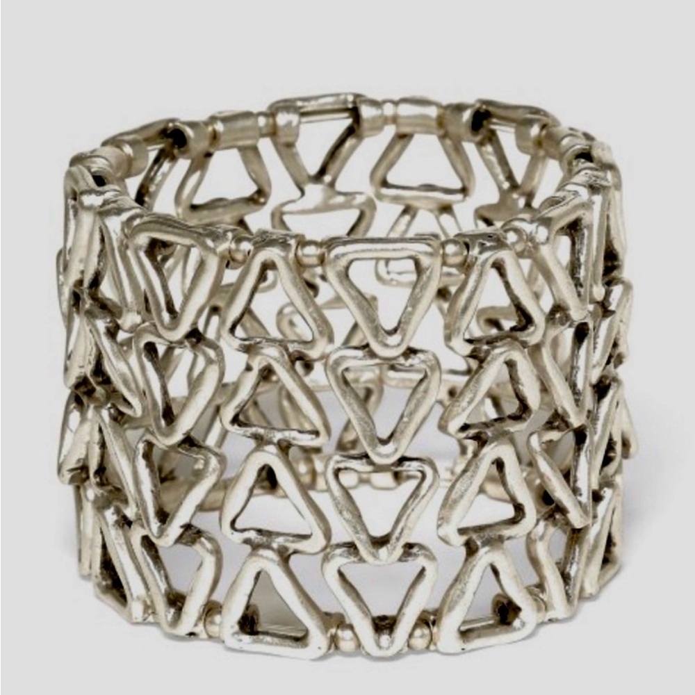 Boho Silver Triangle Cuff Bracelet | Chanour Handmade Wide Geometric Jewelry